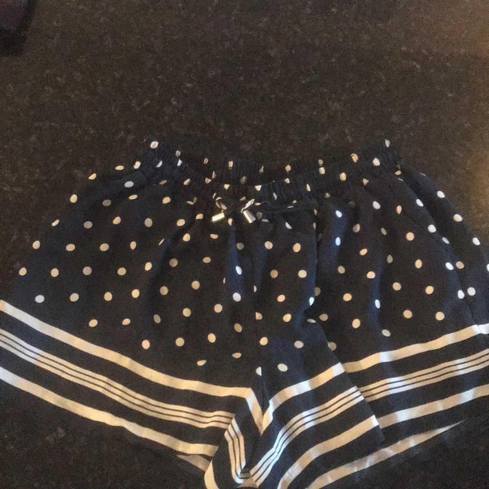 High waisted polka dot blue shorts!